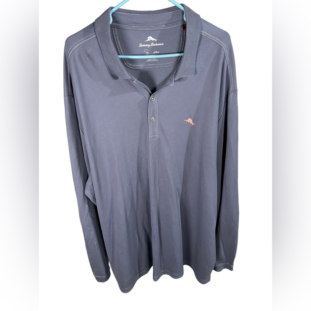 Tommy Bahama Contrast Stitch Navy Blue Supima Cotton Blend long sleeve 3XT